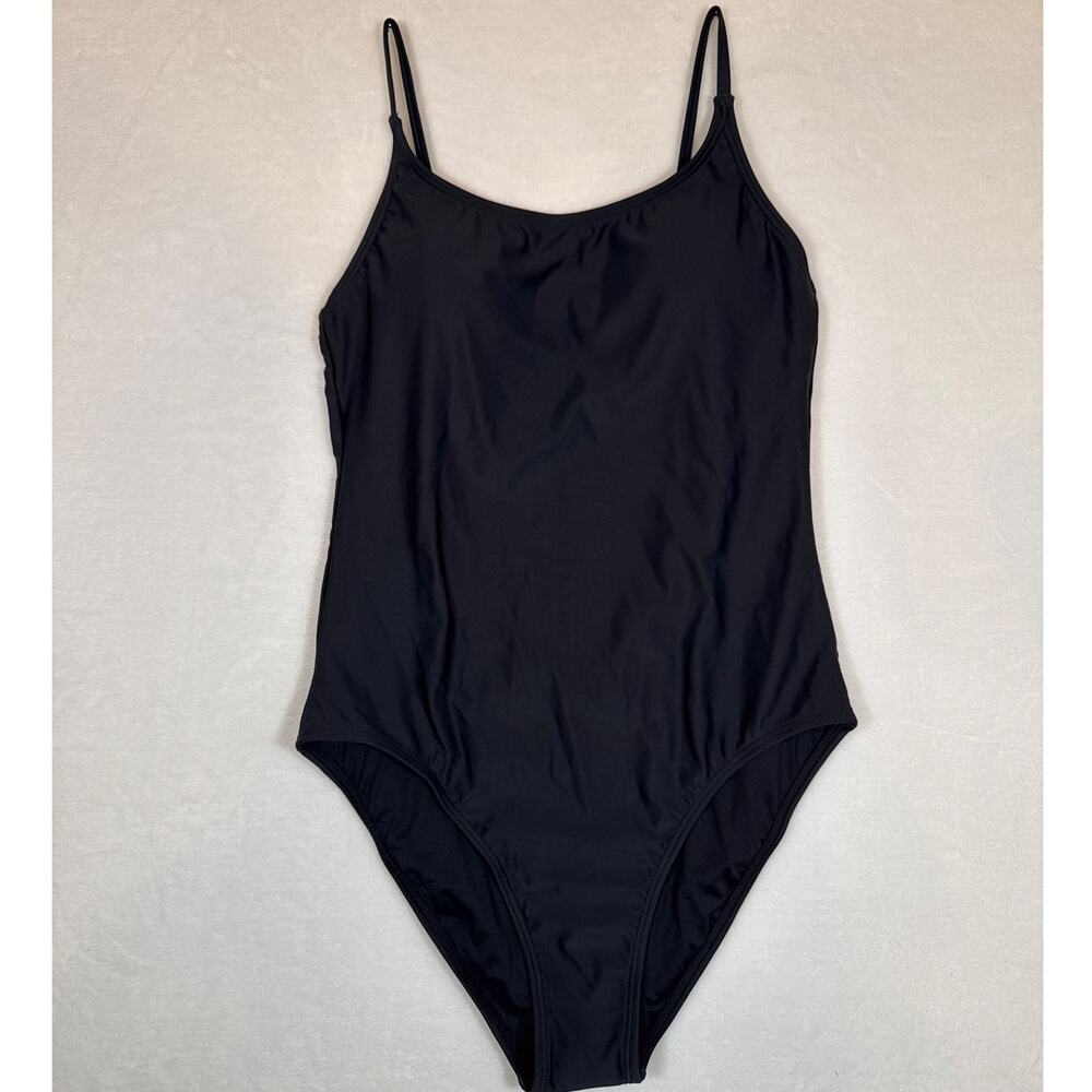 NWT Quince Black Scoop Neck One Piece Bathing Suit Size Small